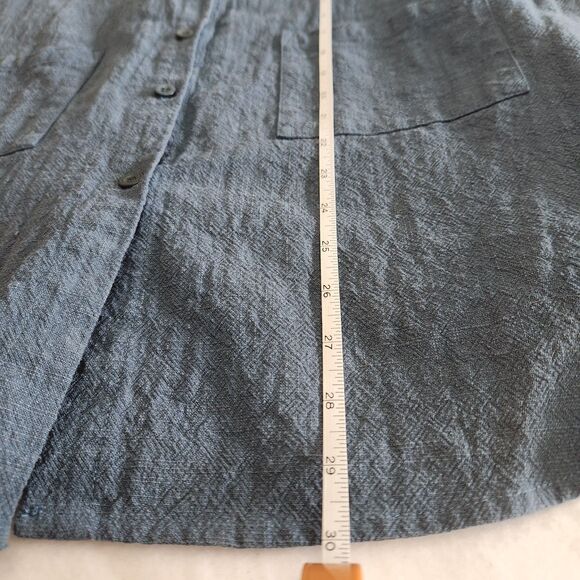 Minibee 100% Linen Lagenlook Coastal Beach Button Up Front Pockets Women SZ L - Picture 4 of 16